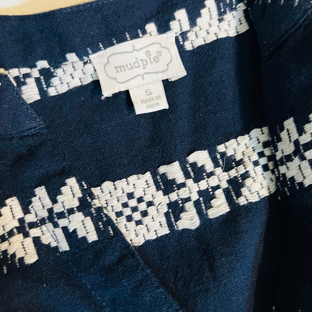 Mudpie Embroidered Sleeveless Dress Size S Small Blue White - Picture 5 of 9